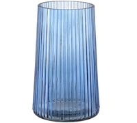 KAYLETIN Blue Glass Vase for Flowers, Ribbed Vase, Flower Vases for Bouquet, Modern Glass Vases for Living Room, Bedroom, Dining Table, Office, Shelf, 20CM