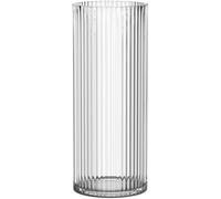 KAYLETIN Clear Glass Vase, Cylinder Glass Vases, Tall Flower Vase, Modern Ribbed Vases for Living Room, Coffee Table, Dining Table, Office, Wedding, Shelf, 30 CM