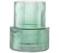 KAYLETIN Green Glass Vase, Ribbed Vases for Flowers, Flower Vase for Tulips, Modern Vases for Living Room, Dining Table, Entryway, Mantle, Shelf, Wedding, Office, 19CM