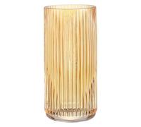 KAYLETIN Ribbed Glass Vase, Amber Flower Vases for Bouquet, Modern Glass Vase for Living Room, Bedroom, Dining Table, Office, Wedding, Bookshelf, 20CM