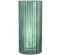 KAYLETIN Ribbed Glass Vase, Green Glass Vases for Flowers, Fluted Vase for Bouquet, Tall Vases for Living Room, Bedroom, Dining Table, Office, Wedding, Bookshelf, 25CM