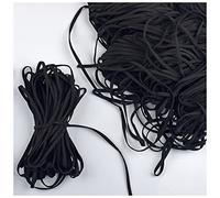 KAYLRE Elastic Rope 5mm Mouth Mask Elastic Band String Face Mask Black Rope Rubber Band Tape Ear Cord Round Flat Ear Hanging DIY Accessory Elastic Rope With Hooks (Color : Noir, Size : 30M)
