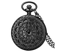 KAYLRE Pocket Watch Antique Spider Web Hollow Black/Bronze Quartz Pocket Watch Steampunk Pendant Necklace Chain Gifts for Men Women Mens Pocket Watch (Size : Noir)