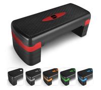 KAYMAN 1 Exercise Steps - Adjustable 4-Level Fitness Stepper for Home & Gym, Ideal for Aerobics, Cardio, Weights, Yoga, DVD Workout - Red (115kg Max Capacity)