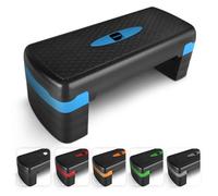 KAYMAN 1 Exercise Steps - Adjustable 4-Level Fitness Stepper for Home & Gym, Ideal for Aerobics, Cardio, Weights, Yoga, DVD Workout - Blue (115kg Max Capacity)