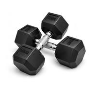 Kayman 10kg Rubber Hex Dumbbell Weights Pair - Home Gym & Fitness Workouts in Black Kayman Black