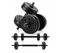 Kayman 12kg Plastic Adjustable Dumbbell & Barbell Set, Multi-Weight Dumbbells in Black | Size: 12 inches Kayman Black 12 inches