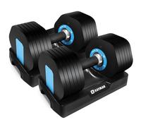 Kayman 24kg Adjustable Dumbbell Set (2x12kg) - 12-in-1 Quick-Dial System with Safety Lock - 6 adjustable Weight Levels 2/4/6/8/10/12kg - Space Saving Home Gym Strength Training Weights for Men & Women