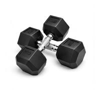 Kayman 6kg Rubber Hex Dumbbell Weights Pair - Home Gym & Fitness Workouts in Black Kayman Black
