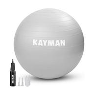 KAYMAN 85cm Exercise Ball Grey - Anti-Burst System, Non-Slip Rings, Durable Material, Easy to Inflate, Ideal for Yoga, Pilates, Fitness, Balance Training, Gym, and Home Workouts.