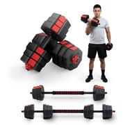 Kayman Adjustable Dumbbell Set - 20kg Total Weight with Non-Rolling Design in Black Kayman Black