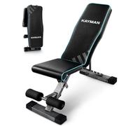KAYMAN Adjustable Weight Bench, Foldable, 6 Back, 4 Seat, 3 Leg Levels,Blue | 350kg weight capacity, alloy steel frame, EPE foam & PU padding, 9kg lightweight, folds to 81x35x22cm, ideal for home gym.