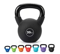 Kayman Cast Iron Kettlebell with Neoprene Coating - Strength Training & Cardio Home Gym Weight, Flat Base, Colour-Coded - Sold Individually (4kg-20kg Range)