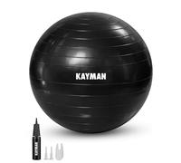 Kayman Exercise Ball (Charcoal Storm) - Anti-Burst System, Non-Slip Rings in Black Kayman Black