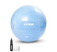 KAYMAN Exercise Ball - Anti-Burst System, Non-Slip Rings, Durable Material, Easy to Inflate, Perfect for Yoga, Pilates, Fitness, Balance Training, Gym, and Home Workouts (Ocean Haze, 65cm)