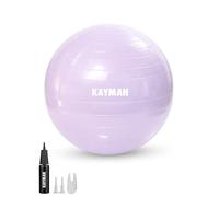 KAYMAN Exercise Ball - Anti-Burst System, Non-Slip Rings, Durable Material, Easy to Inflate, Perfect for Yoga, Pilates, Fitness, Balance Training, Gym, and Home Workouts (Purple, 55cm)
