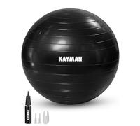 KAYMAN Exercise Ball - Anti-Burst System, Non-Slip Rings, Durable Material, Easy to Inflate, Perfect for Yoga, Pilates, Fitness, Balance Training, Gym, and Home Workouts (Charcoal Storm, 85cm)