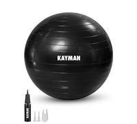 KAYMAN Exercise Ball - Anti-Burst System, Non-Slip Rings, Durable Material, Easy to Inflate, Perfect for Yoga, Pilates, Fitness, Balance Training, Gym, and Home Workouts (Charcoal Storm, 65cm)