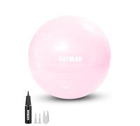 KAYMAN Exercise Ball - Anti-Burst System, Non-Slip Rings, Durable Material, Easy to Inflate, Perfect for Yoga, Pilates, Fitness, Balance Training, Gym, and Home Workouts (Rose Quartz, 55cm)
