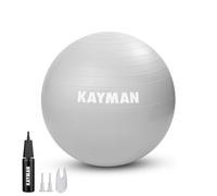 KAYMAN Exercise Ball - Anti-Burst System, Non-Slip Rings, Durable Material, Easy to Inflate, Perfect for Yoga, Pilates, Fitness, Balance Training, Gym, and Home Workouts (Grey, 55cm)