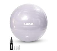 KAYMAN Exercise Ball - Anti-Burst System, Non-Slip Rings, Durable Material, Easy to Inflate, Perfect for Yoga, Pilates, Fitness, Balance Training, Gym, and Home Workouts (Lavender Mist, 75cm)