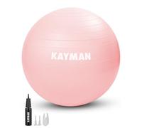 KAYMAN Exercise Ball - Anti-Burst System, Non-Slip Rings, Durable Material, Easy to Inflate, Perfect for Yoga, Pilates, Fitness, Balance Training, Gym, and Home Workouts (Rose Quartz, 85cm)