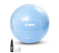 KAYMAN Exercise Ball - Anti-Burst System, Non-Slip Rings, Durable Material, Easy to Inflate, Perfect for Yoga, Pilates, Fitness, Balance Training, Gym, and Home Workouts (Ocean Haze, 75cm)