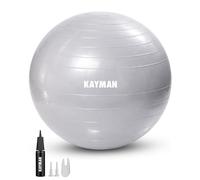 KAYMAN Exercise Ball - Anti-Burst System, Non-Slip Rings, Durable Material, Easy to Inflate, Perfect for Yoga, Pilates, Fitness, Balance Training, Gym, and Home Workouts (Grey, 85cm)