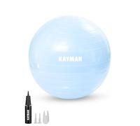 KAYMAN Exercise Ball - Anti-Burst System, Non-Slip Rings, Durable Material, Easy to Inflate, Perfect for Yoga, Pilates, Fitness, Balance Training, Gym, and Home Workouts (Blue, 55cm)