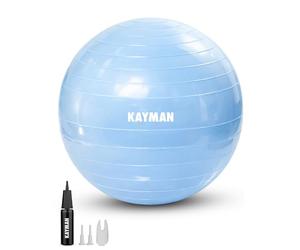KAYMAN Exercise Ball - Anti-Burst System, Non-Slip Rings, Durable Material, Easy to Inflate, Perfect for Yoga, Pilates, Fitness, Balance Training, Gym, and Home Workouts