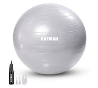 KAYMAN 55cm Exercise Ball Grey - Anti-Burst System, Non-Slip Rings, Durable Material, Easy to Inflate, Perfect for Yoga, Pilates, Fitness, Balance Training, Gym, and Home Workouts.