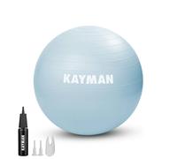KAYMAN 55cm Exercise Ball Blue - Anti-Burst System, Non-Slip Rings, Durable Material, Easy to Inflate, Perfect for Yoga, Pilates, Fitness, Balance Training, Gym, and Home Workouts.