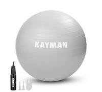 Kayman Exercise Ball Grey Anti-Burst System Ideal For Yoga Pilates, Fitness Balance Training Gym And Home Workouts(75Cm)