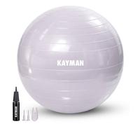 KAYMAN Exercise Ball - Anti-Burst System, Non-Slip Rings, Durable Material, Easy to Inflate, Perfect for Yoga, Pilates, Fitness, Balance Training, Gym, and Home Workouts (Lavender Mist, 75cm)