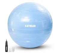 KAYMAN Exercise Ball - Anti-Burst System, Non-Slip Rings, Durable Material, Easy to Inflate, Perfect for Yoga, Pilates, Fitness, Balance Training, Gym, and Home Workouts (Ocean Haze, 65cm)