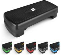 Exercise Steps - Fitness Stepper for Home & Gym, Suited for Aerobics, Cardio, Weights, Yoga, DVD Workout - Adjustable 3 Level Heights (10,15,20cm) - Equipment Accessory Set for Fitness Routines(Black)