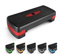 KAYMAN Exercise Steps - Fitness Stepper for Home & Gym, Suited for Aerobics, Cardio, Weights, Yoga, DVD Workout - Adjustable 2 Step Level Heights (10,15 cm) - Perfect Equipment for Fitness (Red)