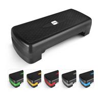 Exercise Steps - Fitness Stepper for Home & Gym, Suited for Aerobics, Cardio, Weights, Yoga, DVD Workout - Adjustable 3 Level Heights (10,15,20cm) - Equipment Accessory Set for Fitness Routines(Black)