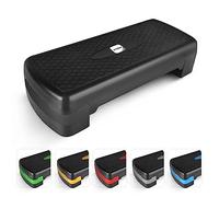 Exercise Steps - Fitness Stepper for Home & Gym, Suited for Aerobics, Cardio, Weights, Yoga, DVD Workout - Adjustable 3 Level Heights (10,15,20cm) - Equipment Accessory Set for Fitness Routines(Black)
