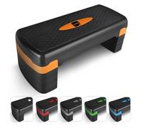 KAYMAN Exercise Steps with Adjustable 4 Step Level Heights (10,25 cm), Fitness Stepper for Home & Gym, Suited for Aerobic Steps, Cardio, Weights, Yoga, DVD Workout, 115kg Max Capacity (Orange)