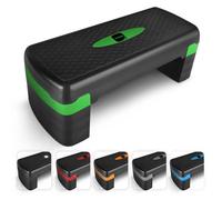 KAYMAN Exercise Steps with Adjustable 4 Step Level Heights (10,25 cm), Fitness Stepper for Home & Gym, Suited for Aerobic Steps, Cardio, Weights, Yoga, DVD Workout, 115kg Max Capacity (Green)