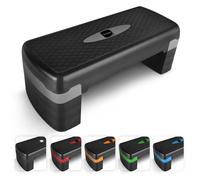 Kayman Exercise Steps with Adjustable 4 Step Level Heights (10, 25cm) - Grey in Black Kayman Black