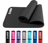 KAYMAN Exercise Yoga Mat Non Slip - Black, 183 x 60 cm | Best Training & Workout Mat for Yoga, Pilates, Gymnastics, Stretching & Meditation | Eco Friendly Exercise Mat for Home with Carrying Straps