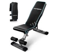 KAYMAN Adjustable Weight Bench, Foldable, 6 Back, 4 Seat, 3 Leg Levels,Blue | 350kg weight capacity, alloy steel frame, EPE foam & PU padding, 9kg lightweight, folds to 81x35x22cm, ideal for home gym.