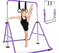 KAYMAN Foldable Gymnastics Horizontal Bar with Hand Protection Wrap, Adjustable Height & Feet - Durable Iron Equipment for Flexibility Training, Compact & Stylish (Purple, Small (90-130cm))