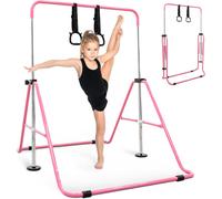 KAYMAN Foldable Gymnastics Horizontal Bar with Hand Protection Wrap, Pink