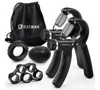 Kayman Grip Strengtheners, Adjustable Hand Grips Resistance, Wrist & Forearm Strengthene PP+TPR, Durable Hand Exerciser Strength Training for Forearm, Fit All Hand Sizes Black (2pk with 3 accessories)