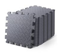 KAYMAN Gym Floor Nonslip Mats, Interlocking, EVA Foam Exercise Floor Tiles for Home Workouts, Studio, Weights, Exercise and Yoga (30 X 30cm) Grey 4Pack