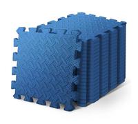 KAYMAN Gym Floor Nonslip Mats, Interlocking, EVA Foam Exercise Floor Tiles for Home Workouts, Studio, Weights, Exercise and Yoga (30 X 30cm) Blue 4Pack