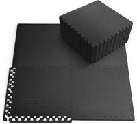 Kayman Gym Floor Nonslip Mats Interlocking Eva Foam Puzzle Mats 16 Pack, Black